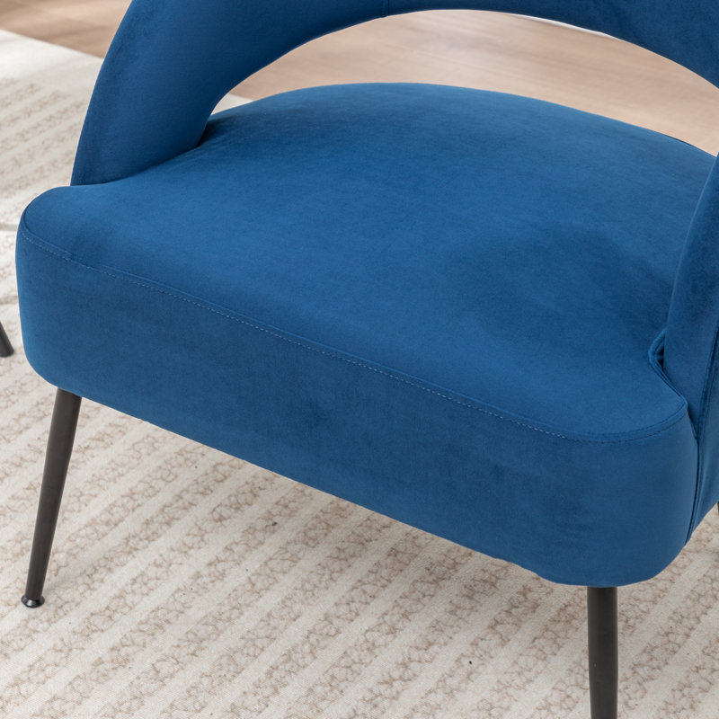 Mann Upholstered Velvet Armchair With Black Legs, Blue