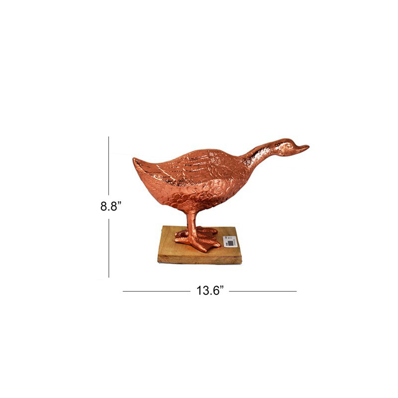 Figurine de canard en aluminium sur bois Veans, Bronze