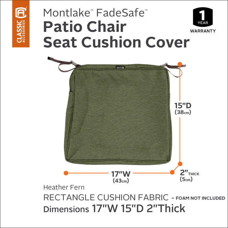 Ayvion Outdoor Patio Chair Cover, 2" H x 17"W x 15"D , Fern Green