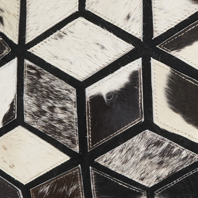 Coussin en cuir Diamond, Noir, Duvet de canard