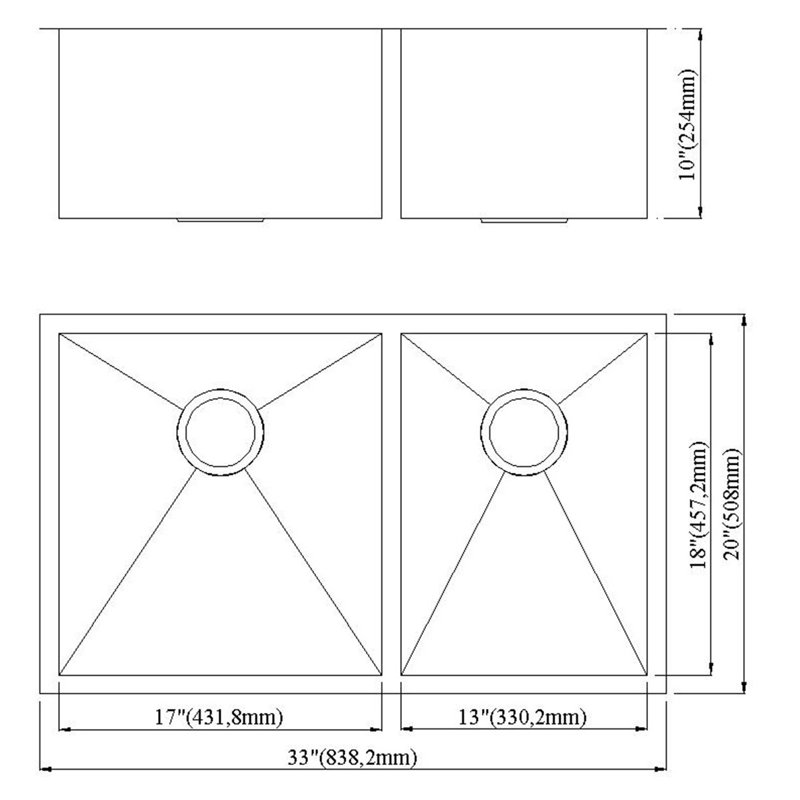 Dowell 20'' W Double Bowl Stainless Steel Undermount Kitchen Sink with 1 Faucet Hole