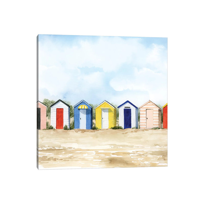 Beach Huts II by Grace Popp - Wrapped Canvas Gallery-Wrapped Canvas Giclée, 30.48 cm H x 30.48 cm W