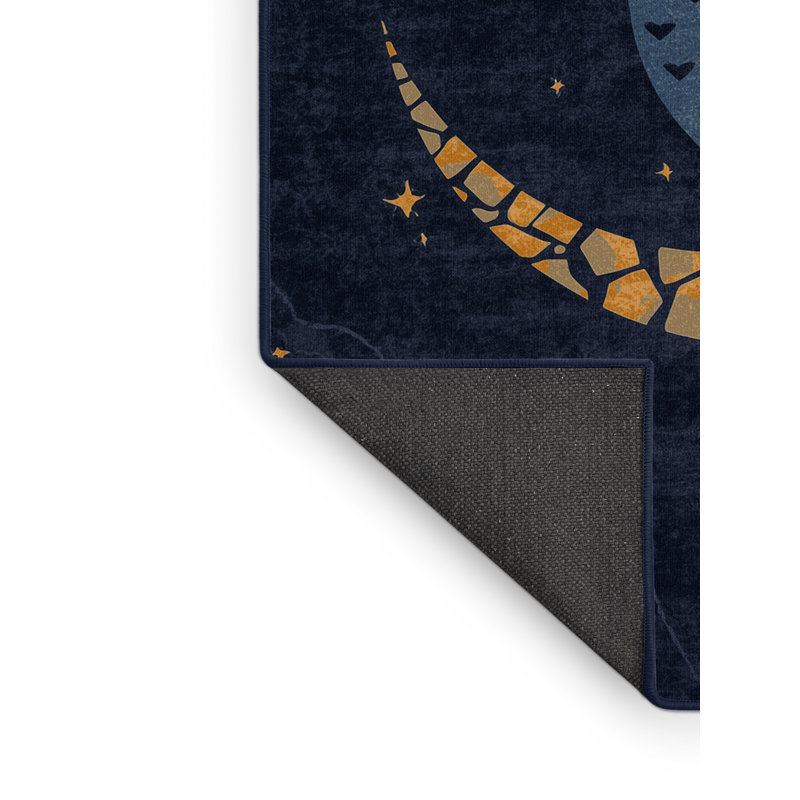 Soft Plush Farner Halloween Modern & Contemporary Abstract Area Rug in Gray – Navy Binding, 5x8