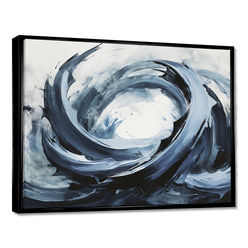 Wild Waves Faded Retro Blue - Spiral Abstract Wall Art Living Room, H 12 po x l 20 po x P 1 po