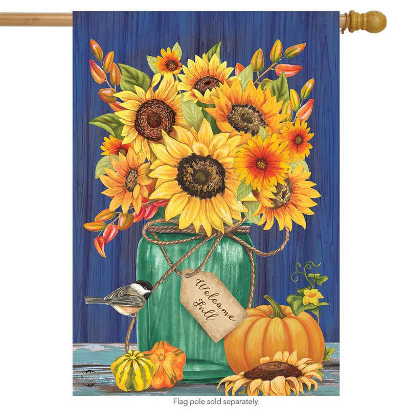 Drapeau d'automne des pots de tournesols Mason