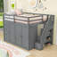 4 Drawers Full Wood Loft Bed With Wardrobe, Cabinets And Storage Staircase-1673148416