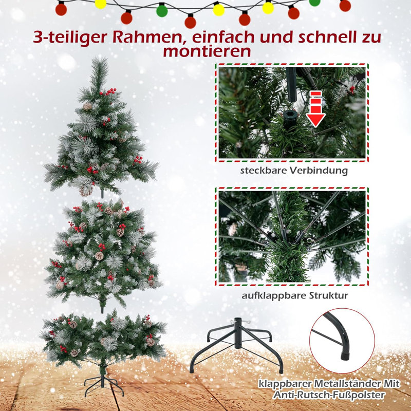 Lighted Artificial Pine Christmas Tree, 180cm H