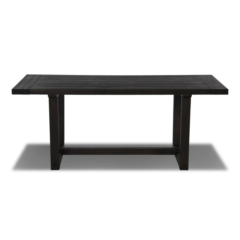 Table rectangulaire en bois massif de 72 po avec base industrielle Cascais, Chêne noir