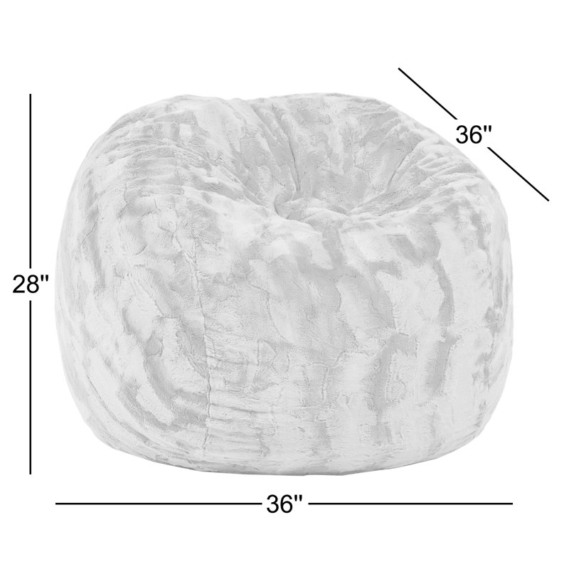 Saxx 3 Foot Kids Bean Bag Chair - Plush Faux Fur - Fun Colors, Black Faux Fur