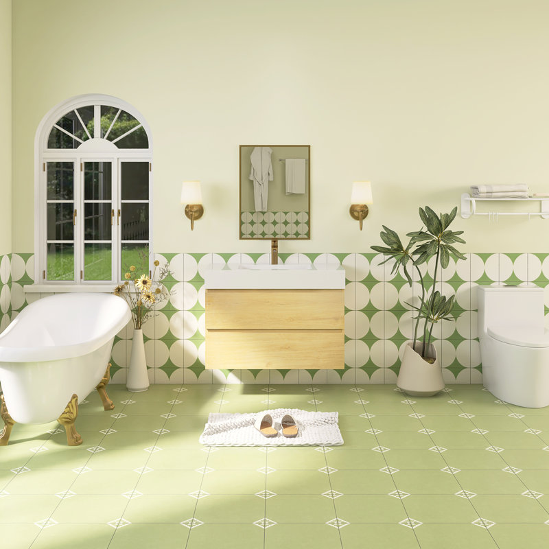 35.8'' Single Bathroom Vanity with Solid Surface Top, 36"