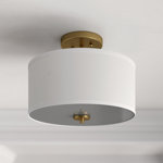 Ralston 13" W 2-Light Dimmable Semi-Flush Mount with Fabric Drum Shade 