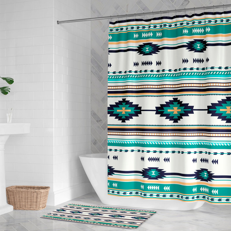 Rideau de douche Southwest Craze, Bleu / blanc / beige