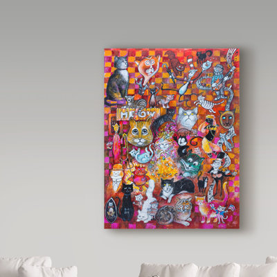 «A Collection of Cats» par Kellene, affiche vintage sur toile tendue
