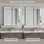 Armoire à pharmacie encastrée rectangulaire en aluminium noir 32 po x H 32 po avec miroirs, antibuée, lumières à intensité variable tricolore et tablettes réglables en verre pour le rangement de maquillage, de rasage ou de meuble-lavabo-718126317