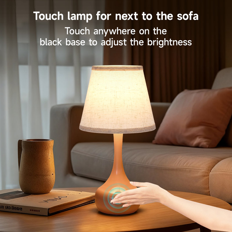 Touch Table Lamps For Bedroom, Farmhouse 3-Way Dimmable Bedside Lamps For Nightstand With Fabric Shade,Lamps For Living Room，Desk Lamps For Home Office(set of 2)