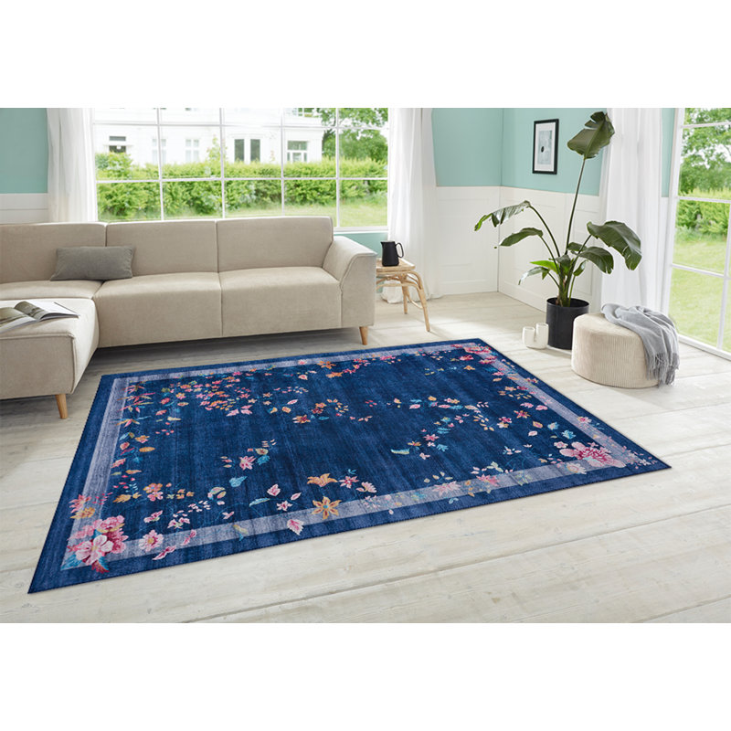 Machine Woven Dark Blue Rug, Rectangle 120 x 160cm