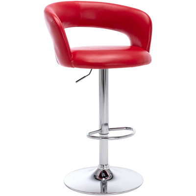 Tabouret de bar, tabouret de bar pivotant réglable en cuir synthétique et en métal avec dossier creux et accoudoirs, chaise de bar à hauteur de comptoir Airlift rembourrée pour la cuisine