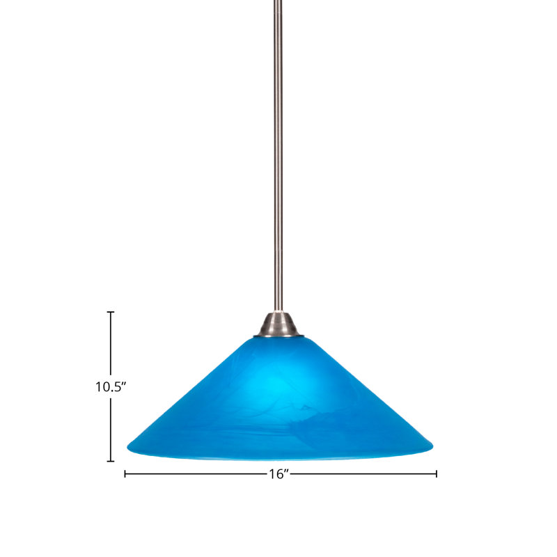 Luminaire suspendu en verre Ayrshire Paramount, H 58,5 po x l 16 po x P 16 po, Nickel brossé, Bleu