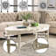 Antique White Finish Coffee Table In French - Solid Wood And Storage Feature Elegant Oval Shape, Wooden Top Bottom Shelf