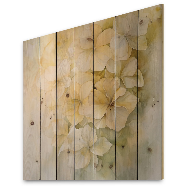 Hydrangea In Soft Focus Of Summer III - Hydrangea Wood Wall Art - On Natural Pine Wood, 30" H x 30" W x 0.78" D