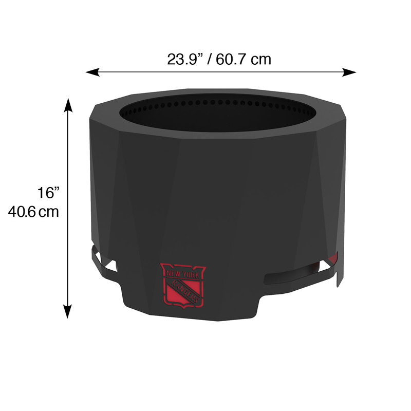 Round Steel Smokeless Fire Pit, New York Rangers