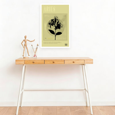Aries Honeysuckle Zodiac Contemporary Honeysuckle Flower Nature Wall Art Print