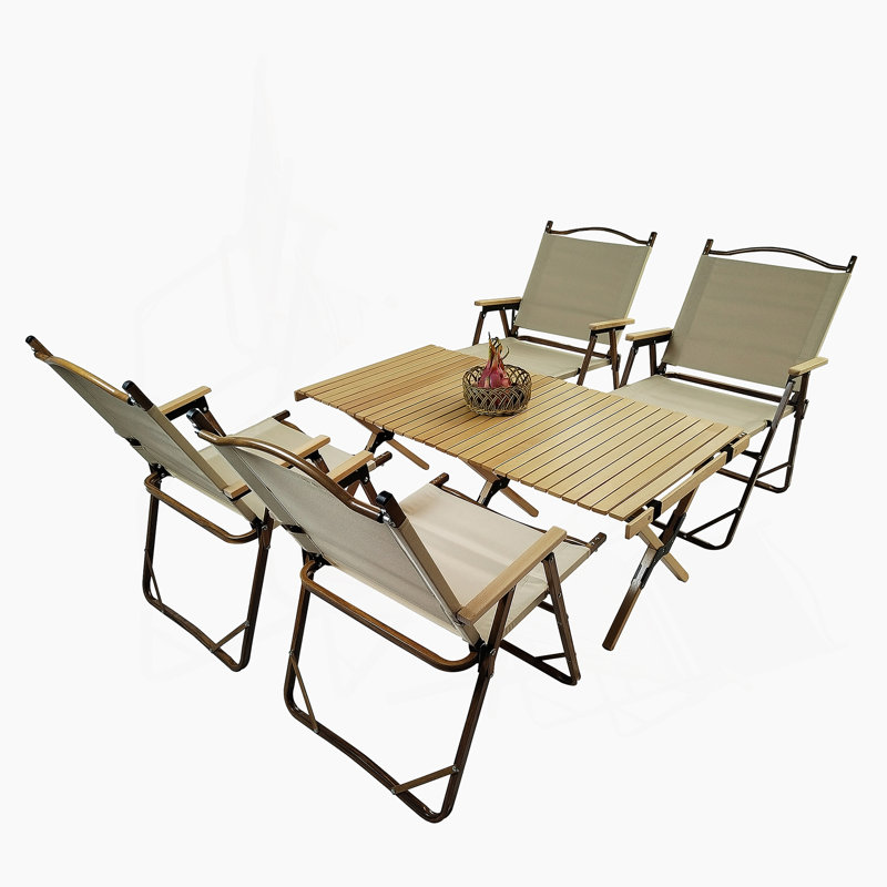 Ensemble de salle à manger multifonctionnel pliable et portable, 1 table de salle à manger et 4 chaises pliantes