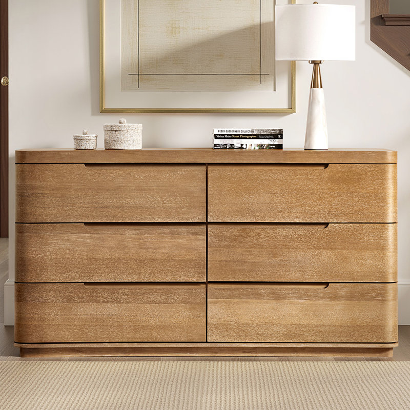 Commode à 6 tiroirs en bois de chêne avec plateau à bijoux amovible Waynesville, Dérive en mer