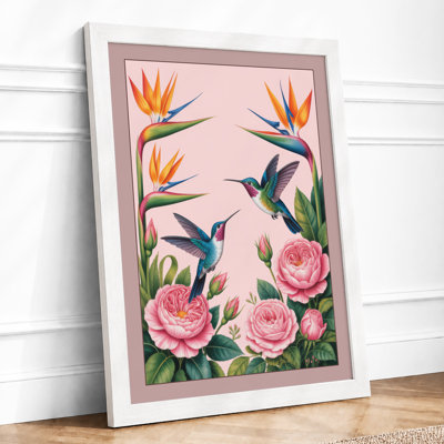 Hummingbirds and Blooms Botanical - Framed Print