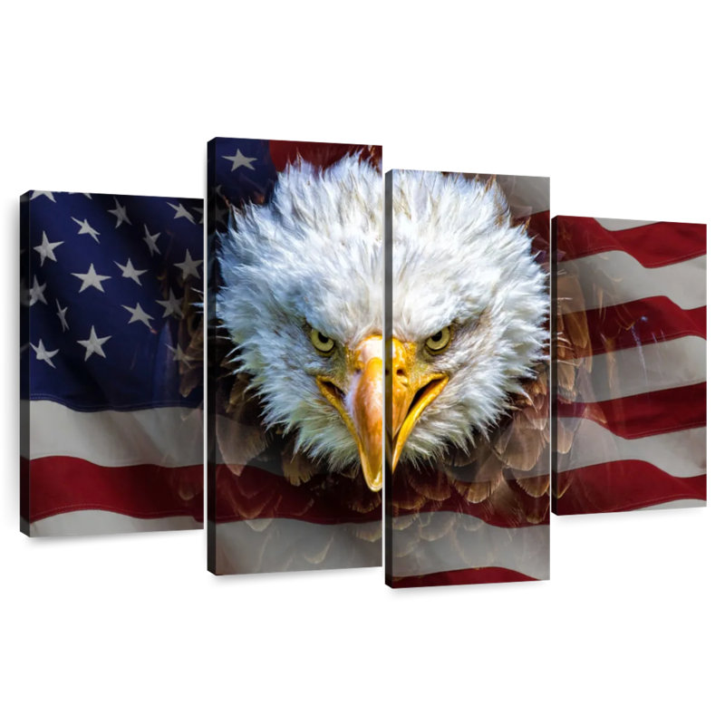 Bald Eagle On US Flag, 42" H x 68" W