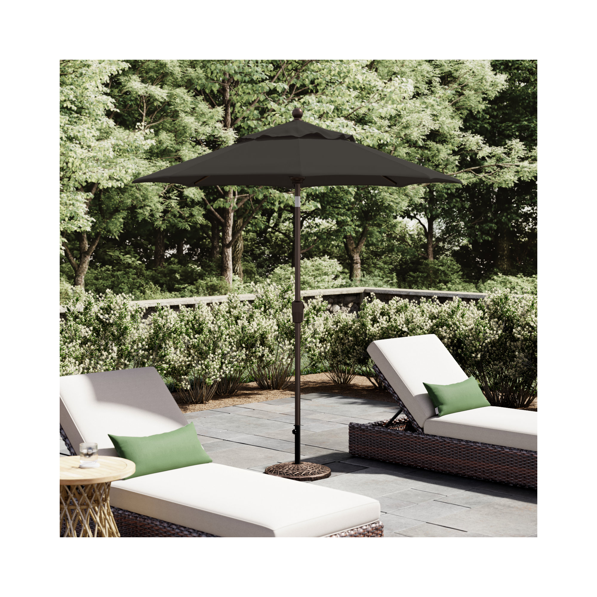 Launceston Market Umbrella, Black Solefin, Bronze, 96" H x 90" W x 90" D