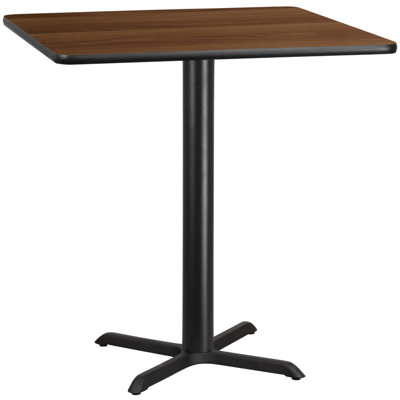 Walnut Laminate Square Dining Table with Black Base