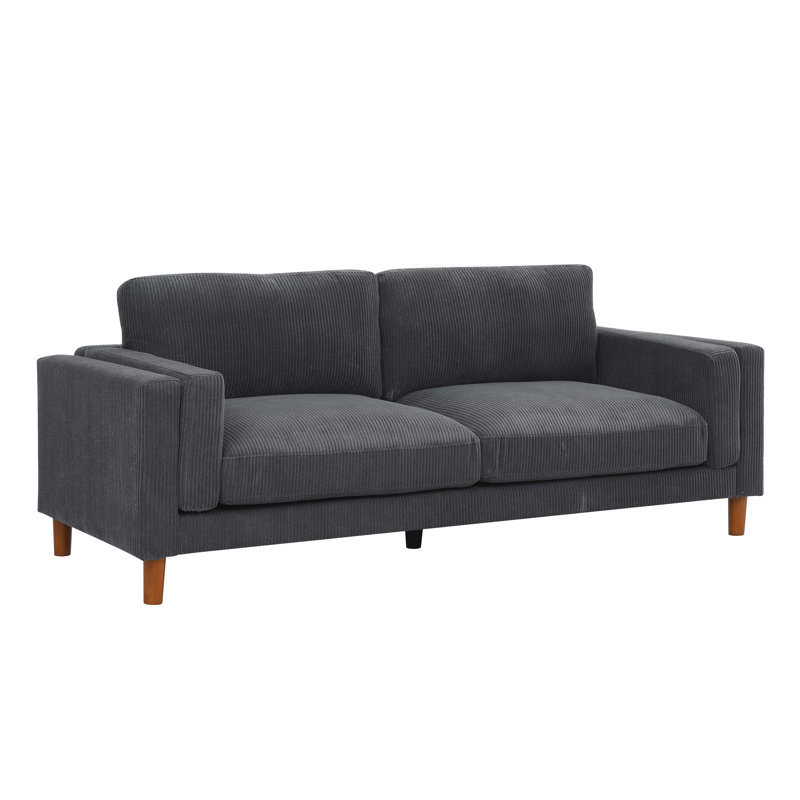 Canapé à accoudoirs carrés 87 po avec coussins réversibles, Gris