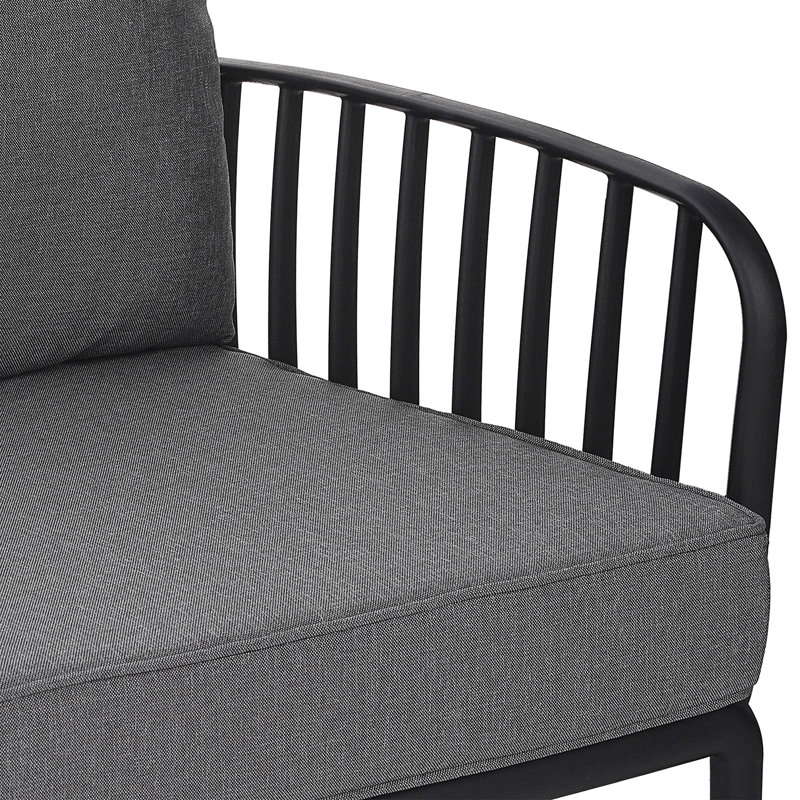 Ensemble de conversation pour patio 9 pièces, Gris foncé, Noir, 9 pièces: 2 tables, canapé, causeuse, 2 chaises
