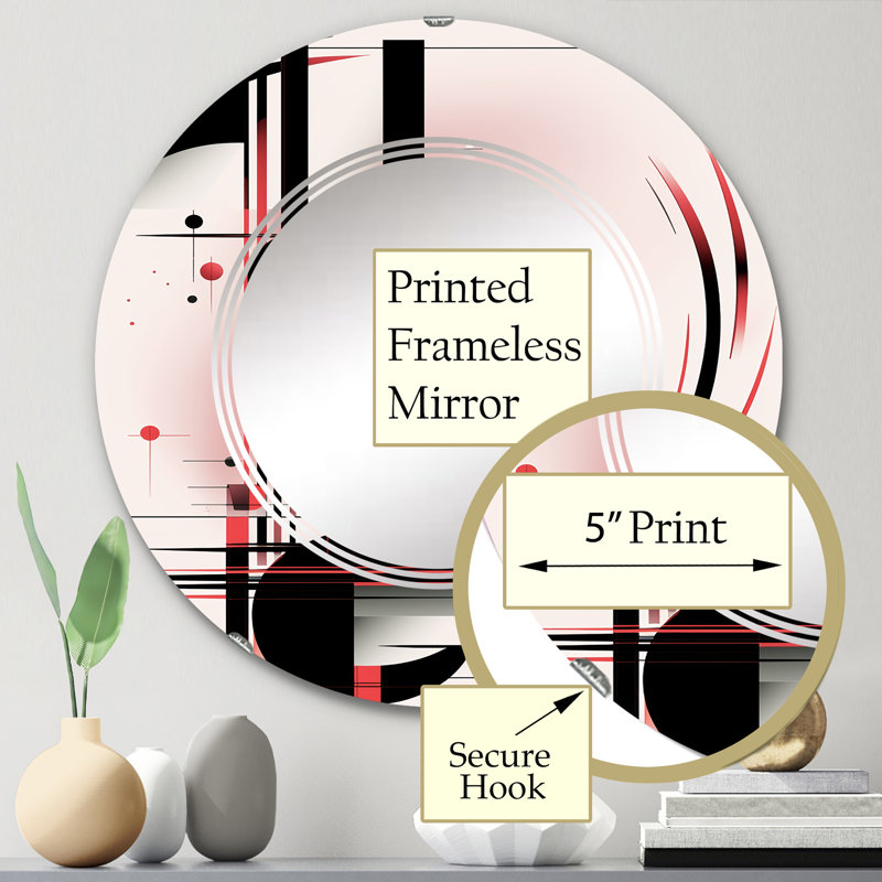 Dobro - Miroir mural moderne rond, 24 po x 24 po