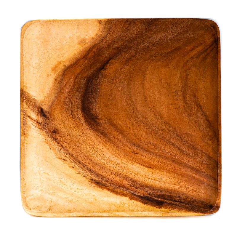 Ensemble d'assiettes carrées en bois d'acacia: 2