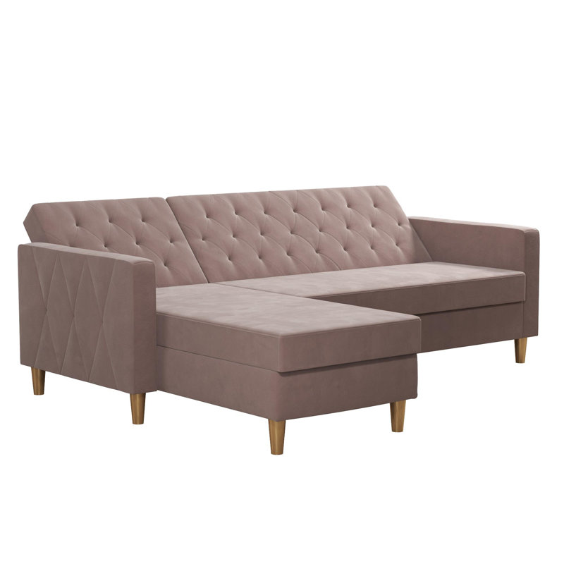 3 Seater Sofa Bed, Blush Velvet