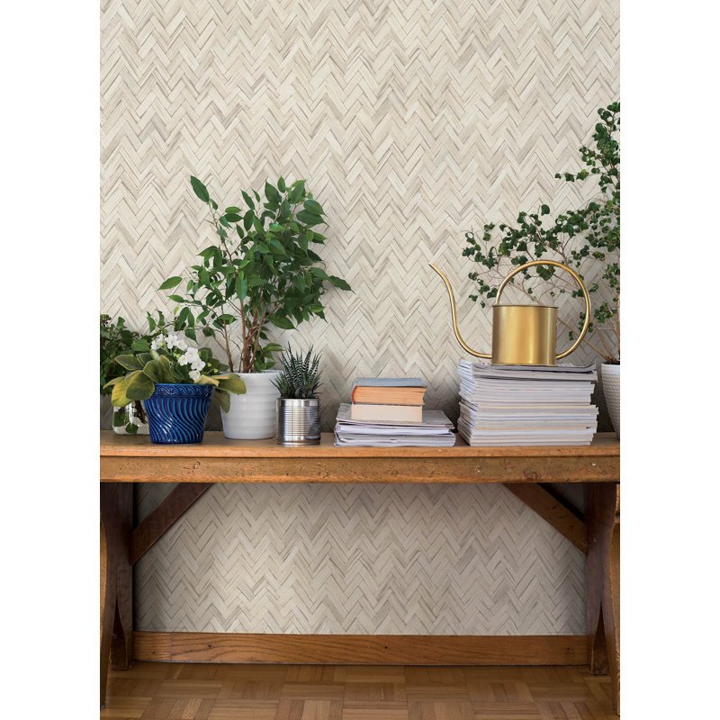 Ellery Beige Herringbone Wallpaper, Beige