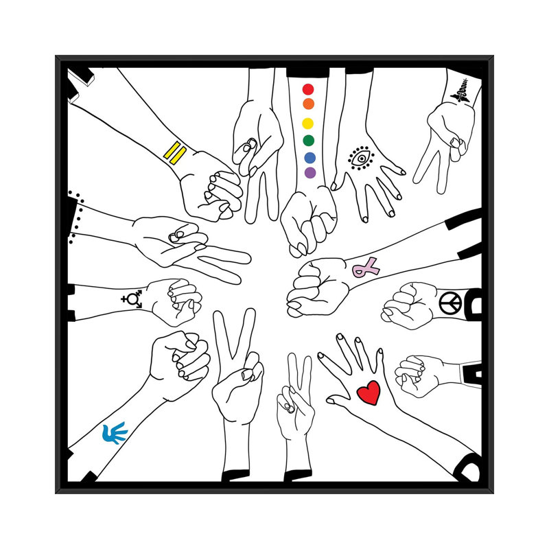 Ensemble par Notsniw Art - impression d'art graphique, H 26 po x l 26 po x P 1,5 po, Pas de tapis, Toile avec cadre noir