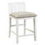 Table de salle à manger à hauteur de comptoir avec base blanche et tablette rembourrée en tissu 3 ports intégrés-785944482-785944480-785944486