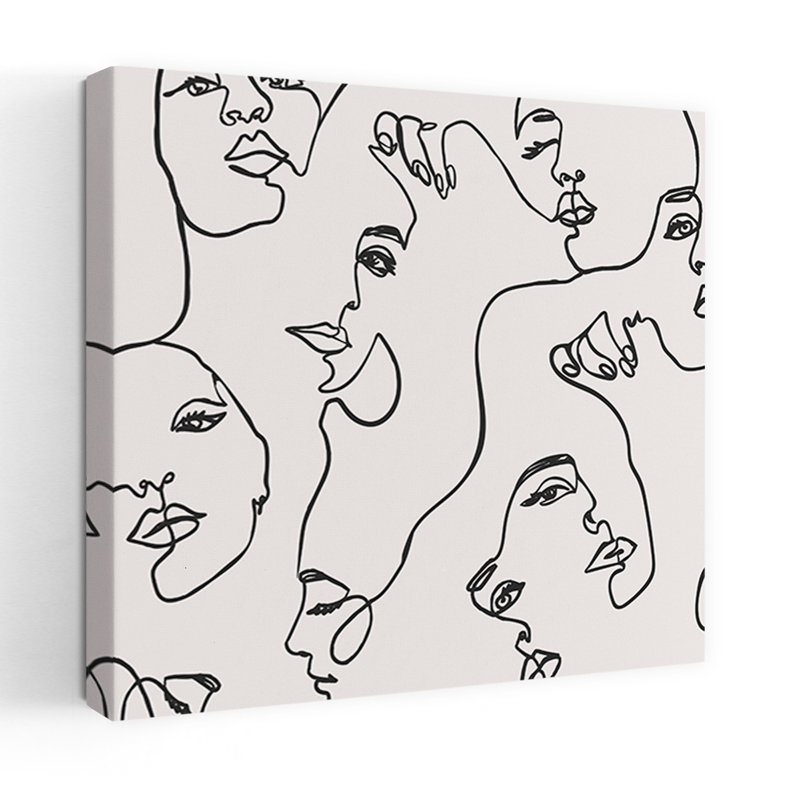 Beaucoup de visages minimalistes, art abstrait, H 48 po x l 48 po