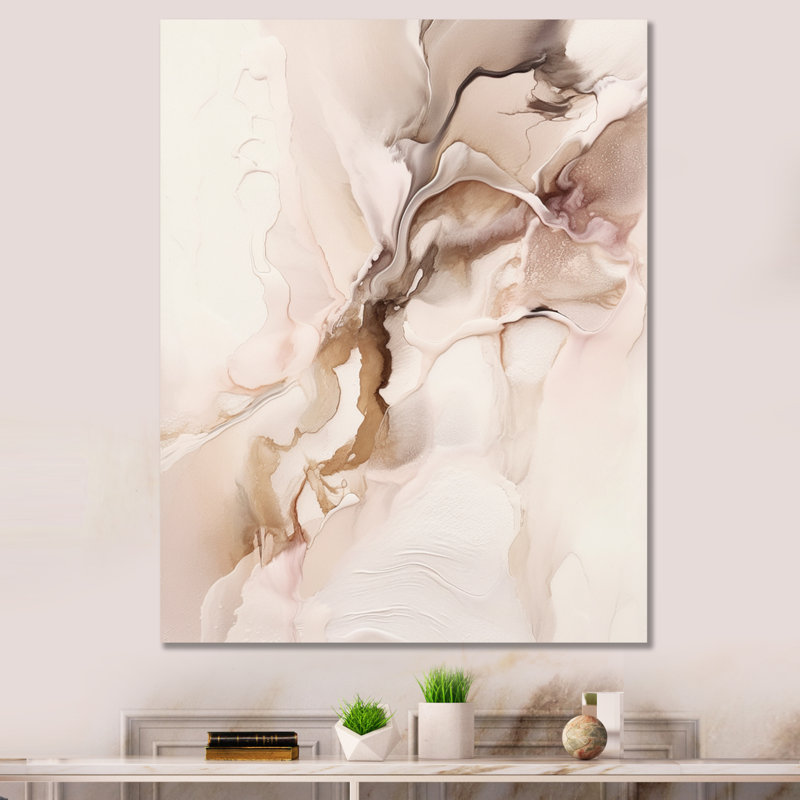 Brun délicat, marbre délicat I - reproductions d'art mural abstraites, H 40 po x l 30 po x P 1,5 po, Toile tendue