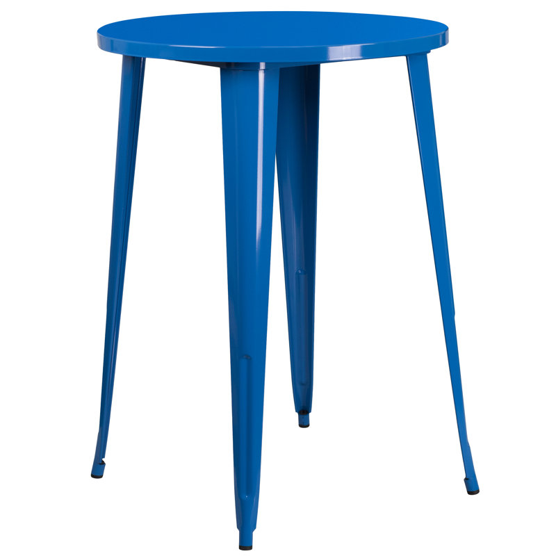 Genece Metal 3-Piece Indoor and Outdoor Bar Set, Blue, 41" H x 30" W x 30" L