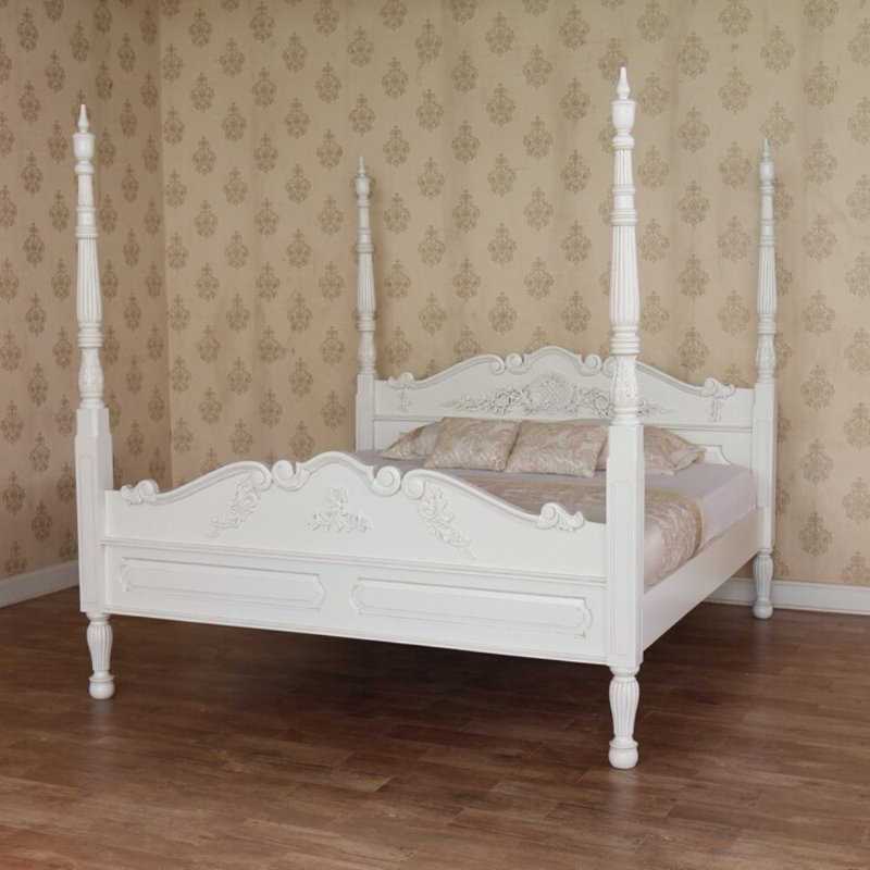 Solid Wood Bed, Super King (6'), Antique White