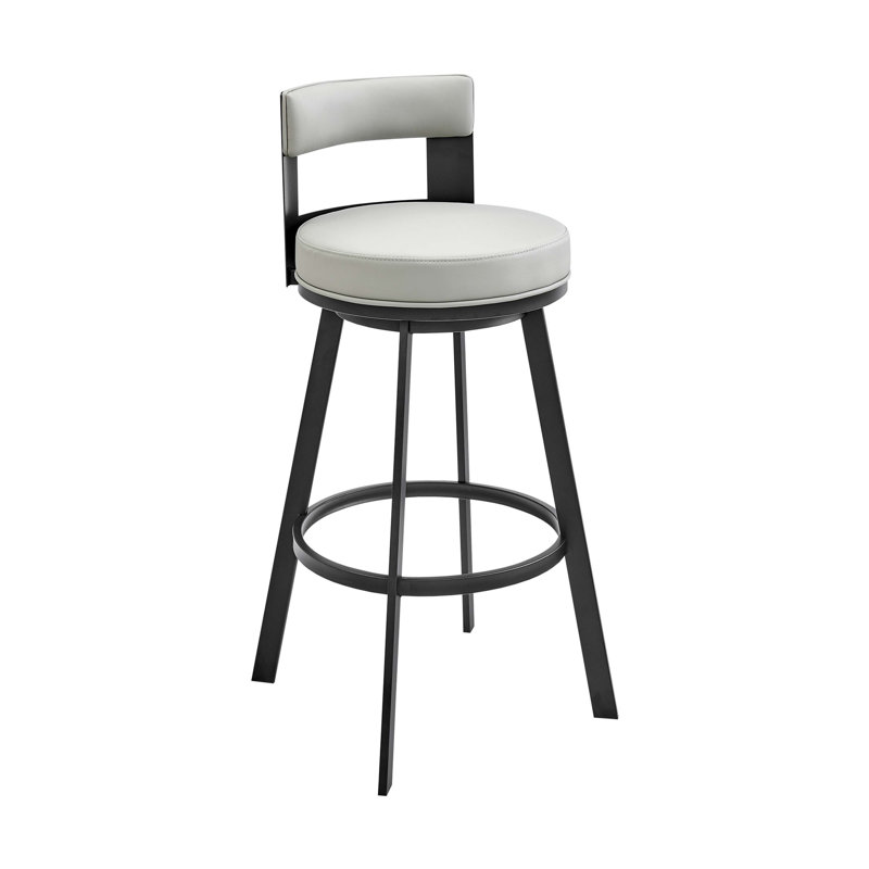 Tabouret tournant 30 "en métal avec similicuir, Black/White