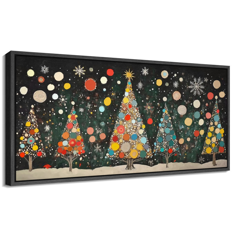 Merry Christmas, lumières colorées, pin, vacances, très grandes photos, impression sur toile encadrée, H 30 po x l 60 po