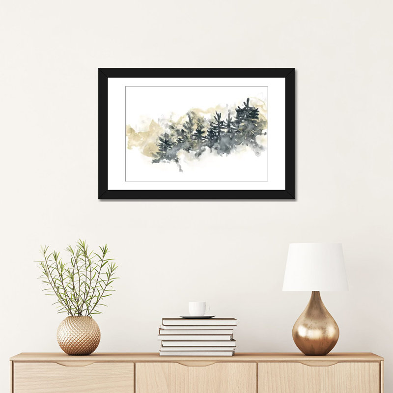 « misty hillside ii », impression sur toile, H 16 po x l 24 po x P 1 po, Papier d'art encadré noir, Blanc