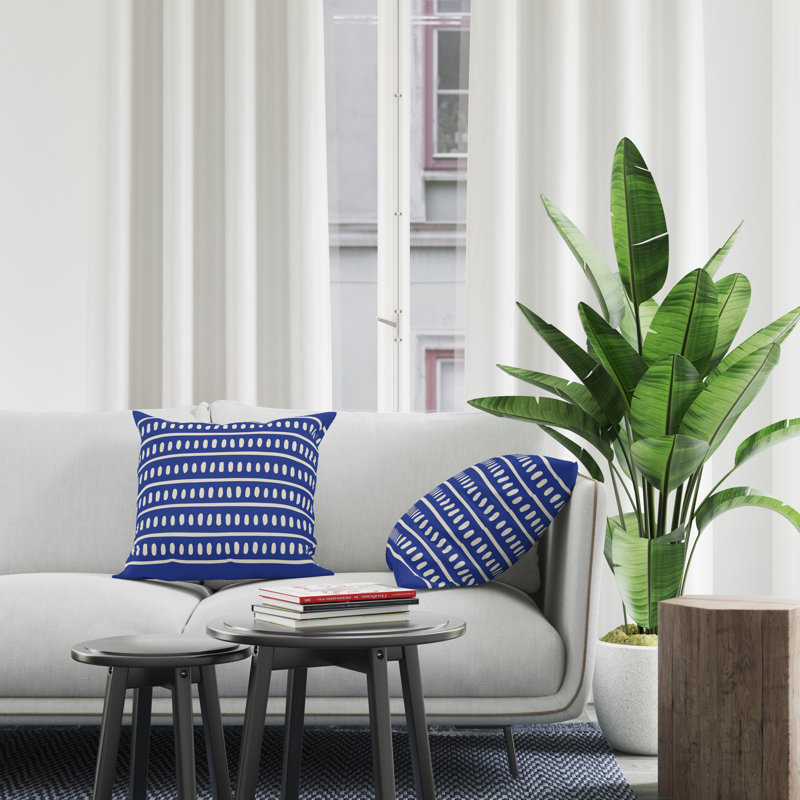Jeté carré en polyester intérieur / extérieur, L 15 po x H 15 po, Bleu marine