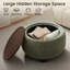 Upholstered Round Storage Ottoman with Wooden Tray-1296126158