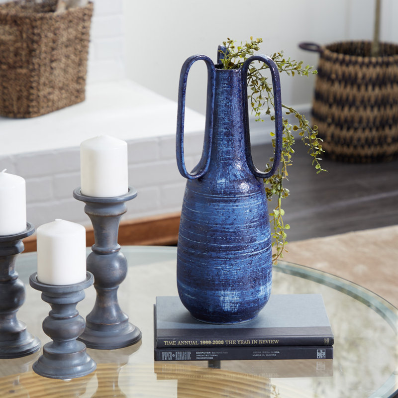  Vase de table intérieur / extérieur bleu 17 po